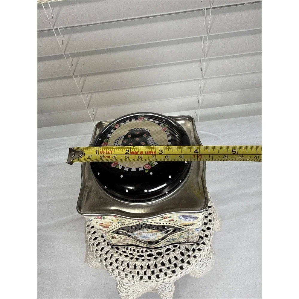 Mary Engelbreit Metal Tin Canister Lid Tea Flowers Teapot Design Vintage.